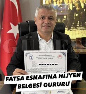 Fatsa esnaf�na hijyen belgesi gururu